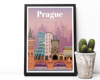 Czech Republic travel poster - Prague print
