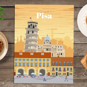 Pisa Print, Pisa Wall Art, Pisa Poster, Italy Wall Art Print, Italy Travel Poster, Italian Architecture Vintage Print