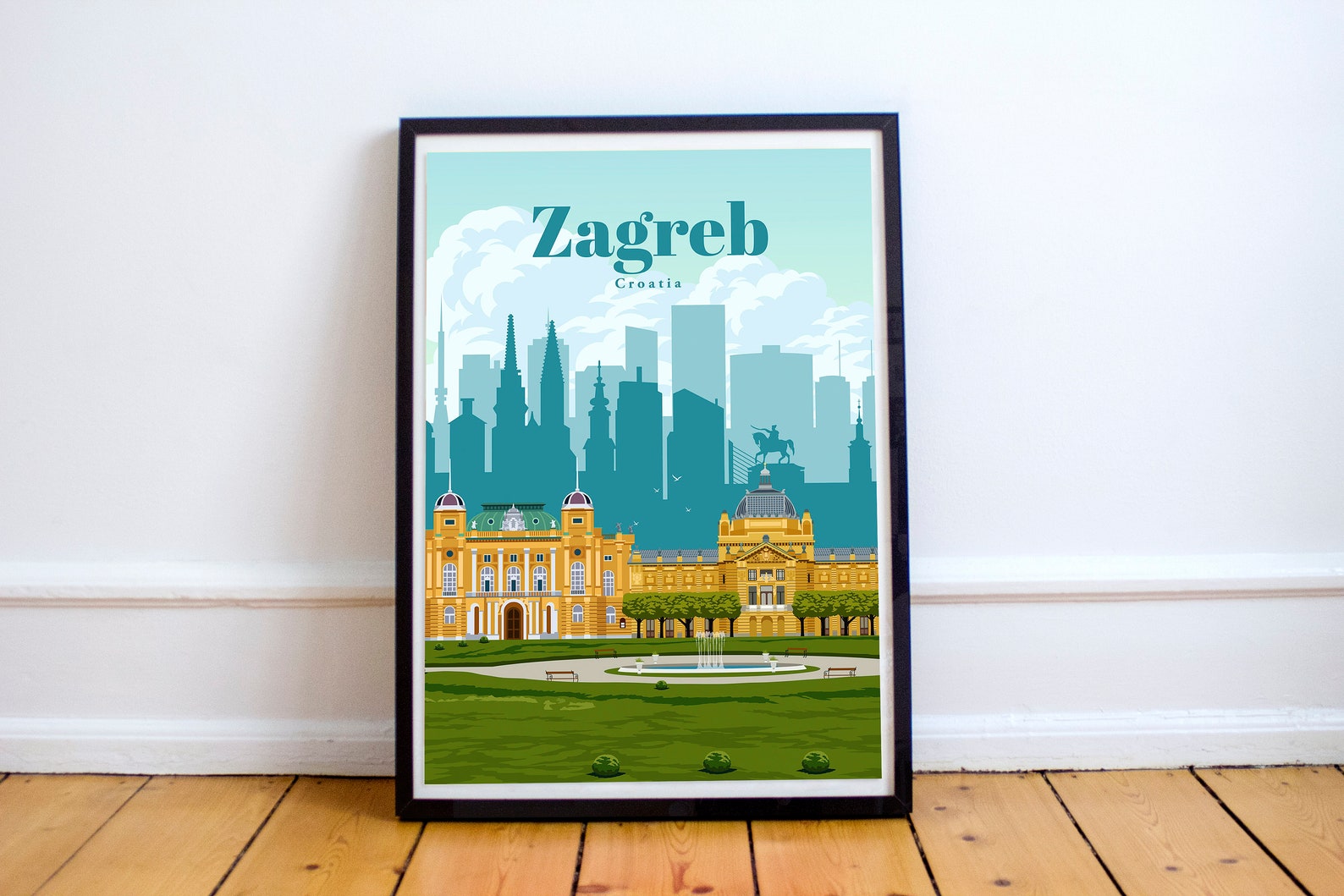 Zagreb City Travel Poster Croatia Wall Art Print Vintage Etsy UK