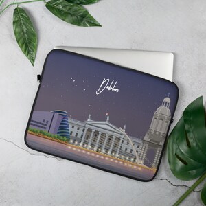 13 and 15 Inch Laptop Sleeve With Dublin Skyline, Padded MacBook Case with Ireland Architecture Print