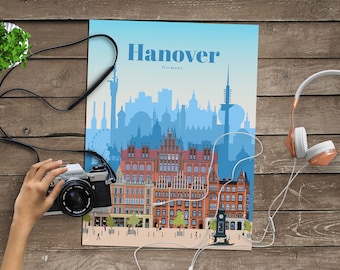 Hanover Print, Hanover Wall Art, Hanover Poster, Germany Wall Art Print, Germany Travel Poster, German Architecture Vintage Print