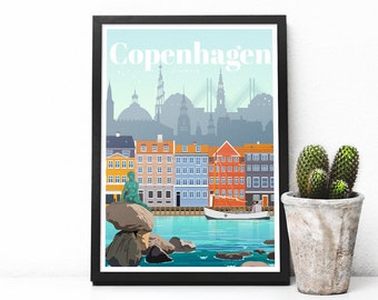 Copenhagen print - Denmark travel poster
