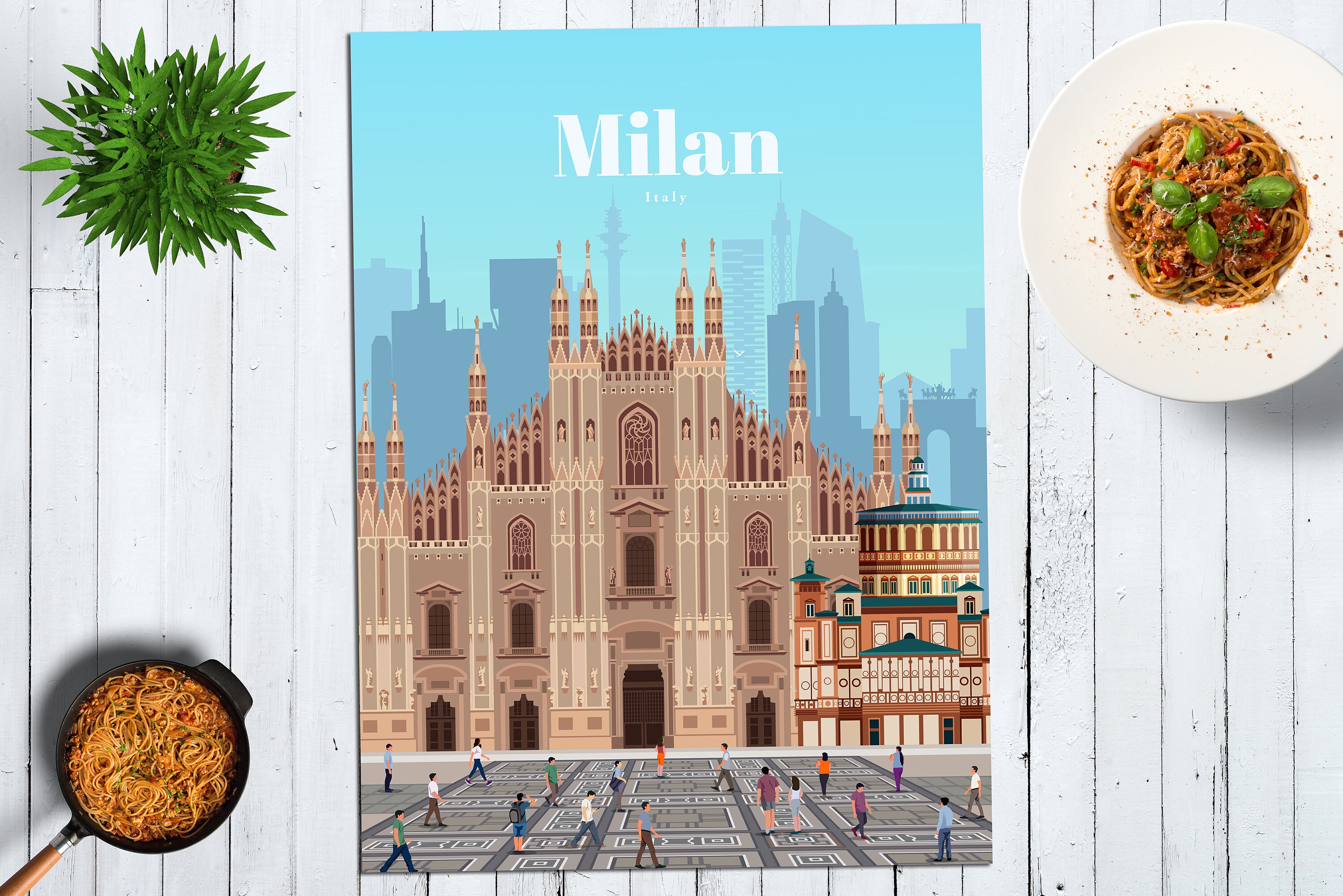 Milan Travel Poster, Print, Vintage, Memento, Souvenir, Gift, Italy Romantic Poster, Art, Artwork, Digital Art, Decor