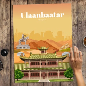 Ulaanbaatar Print, Ulaanbaatar Wall Art, Ulaanbaatar Poster, Mongolia Wall Art Print, Mongolia Travel Poster, Architecture Vintage Print