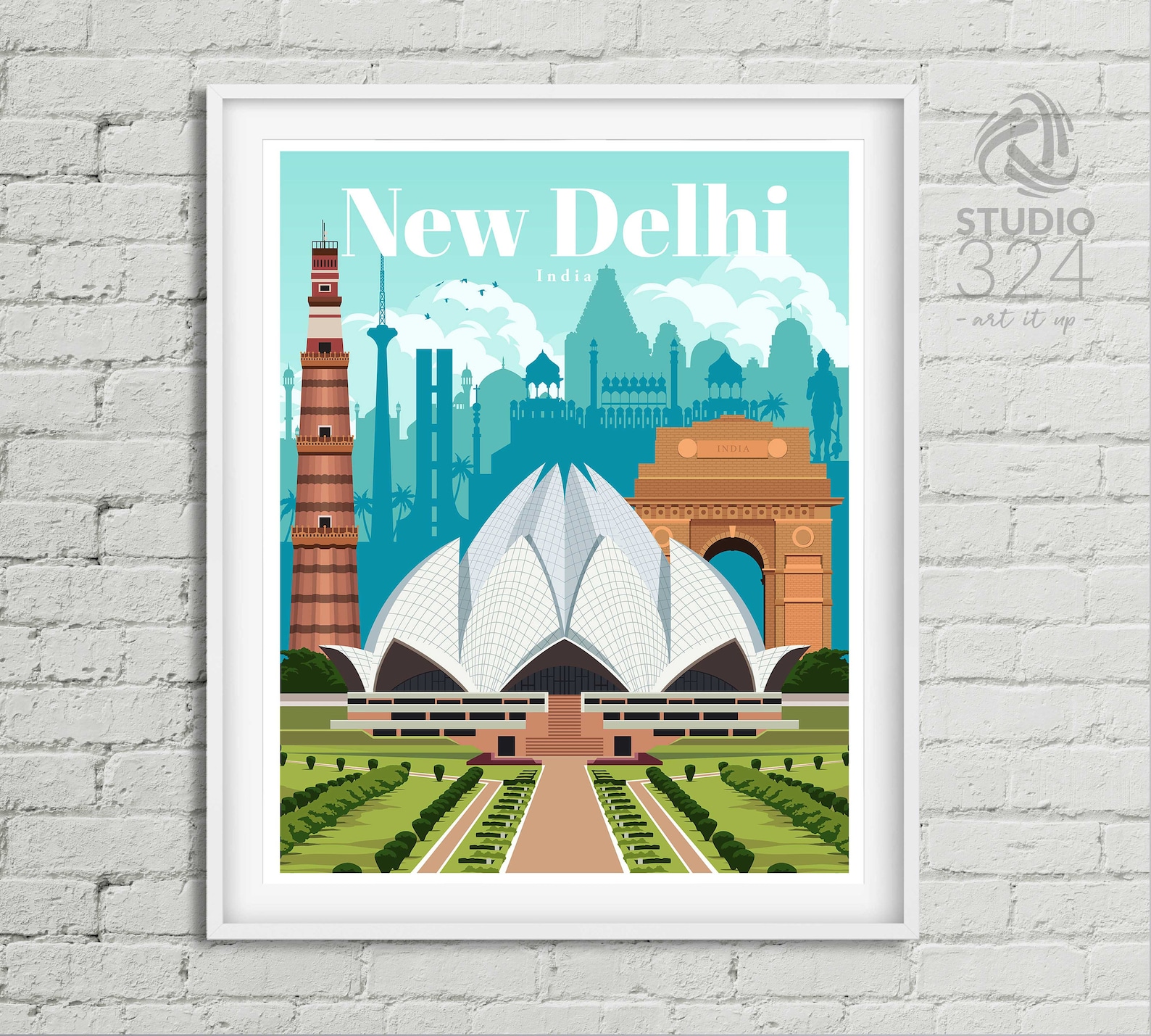 India Travel Poster New Delhi Print Delhi City Poster Prints Etsy