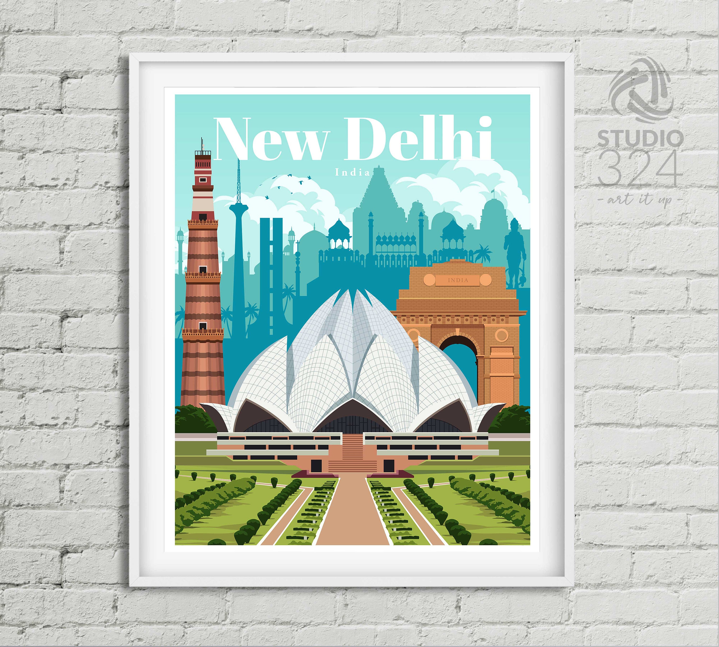 India Travel Poster New Delhi Print Delhi City Poster Prints Etsy