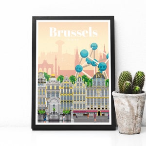 Belgium travel poster - Brussels art print