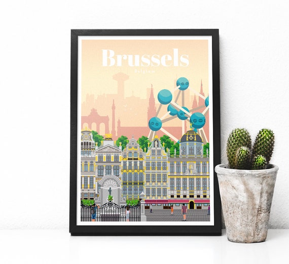 Belgium Travel Poster Brussels Art Print 