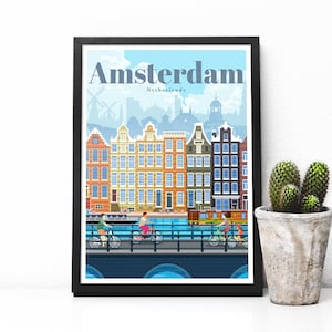 Netherlands travel poster - Amsterdam print