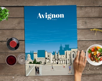 Avignon Print, Avignon City Skyline Poster, Avignon Wall Art Prints, France Travel Posters, Affordable French Architecture Decorative Poster