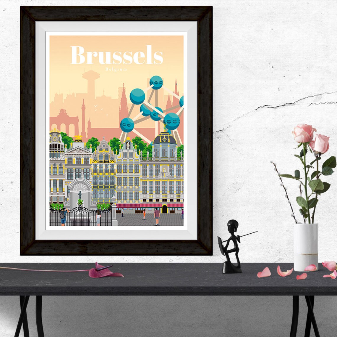 Belgium travel poster Brussels art print Etsy
