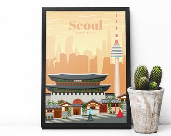 South Korea travel poster - Seoul print