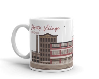 Toronto Liberty Village Ceramic Coffee Mug with Colorful Architecture Digital Illustration as a Unique Travel Souvenir Gift, Canada Souvenir