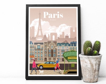 France travel poster - Paris city print