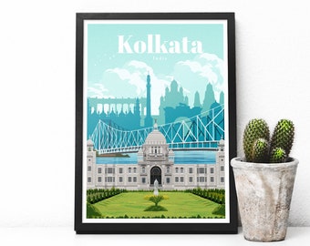 India travel poster - Kolkata city print