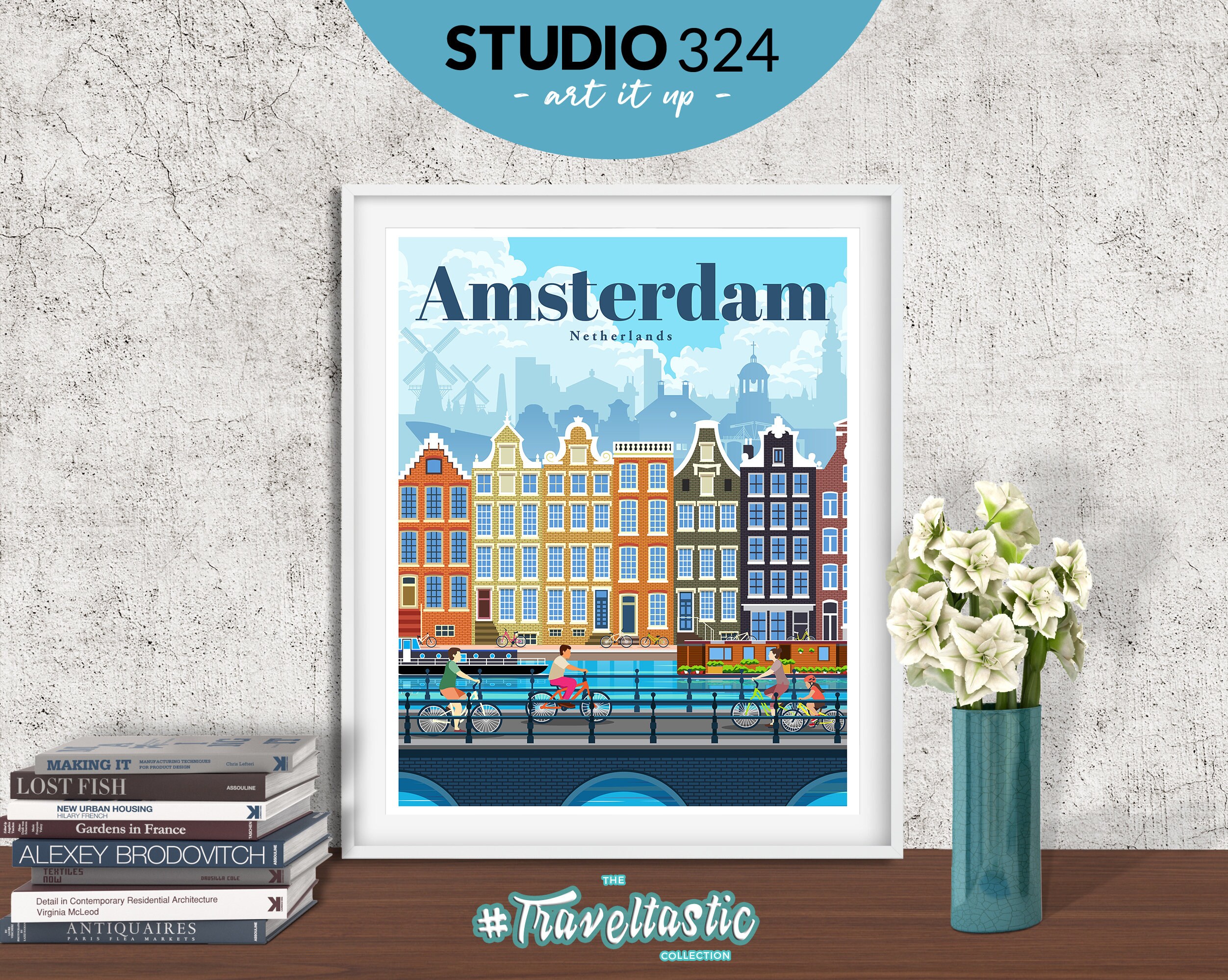 Amsterdam Travel Poster Vintage Wall Art Print Travel Gift | Etsy