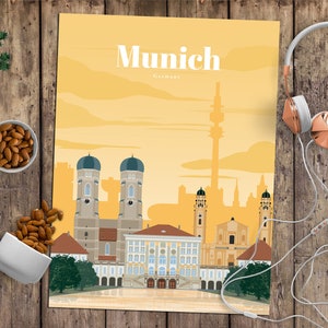 Munich Print, Munich Wall Art, Munich Poster, Germany Wall Art Print, Germany Travel Poster, German Architecture Vintage Print