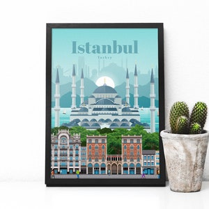 Turkey travel poster - Istanbul print