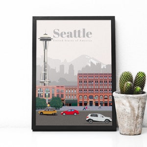 USA travel poster - Seattle print
