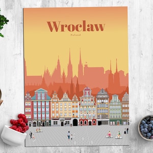 Wroclaw Print, Wroclaw Wall Art, Wroclaw Poster, Poland Wall Art Print, Poland Travel Poster, Polish Architecture Vintage Print