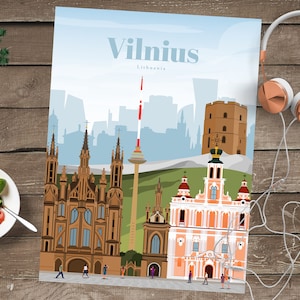 Vilnius Print, Vilnius Wall Art, Vilnius Poster, Lithuania Wall Art Print, Lithuania Travel Poster, European Architecture vintage Print