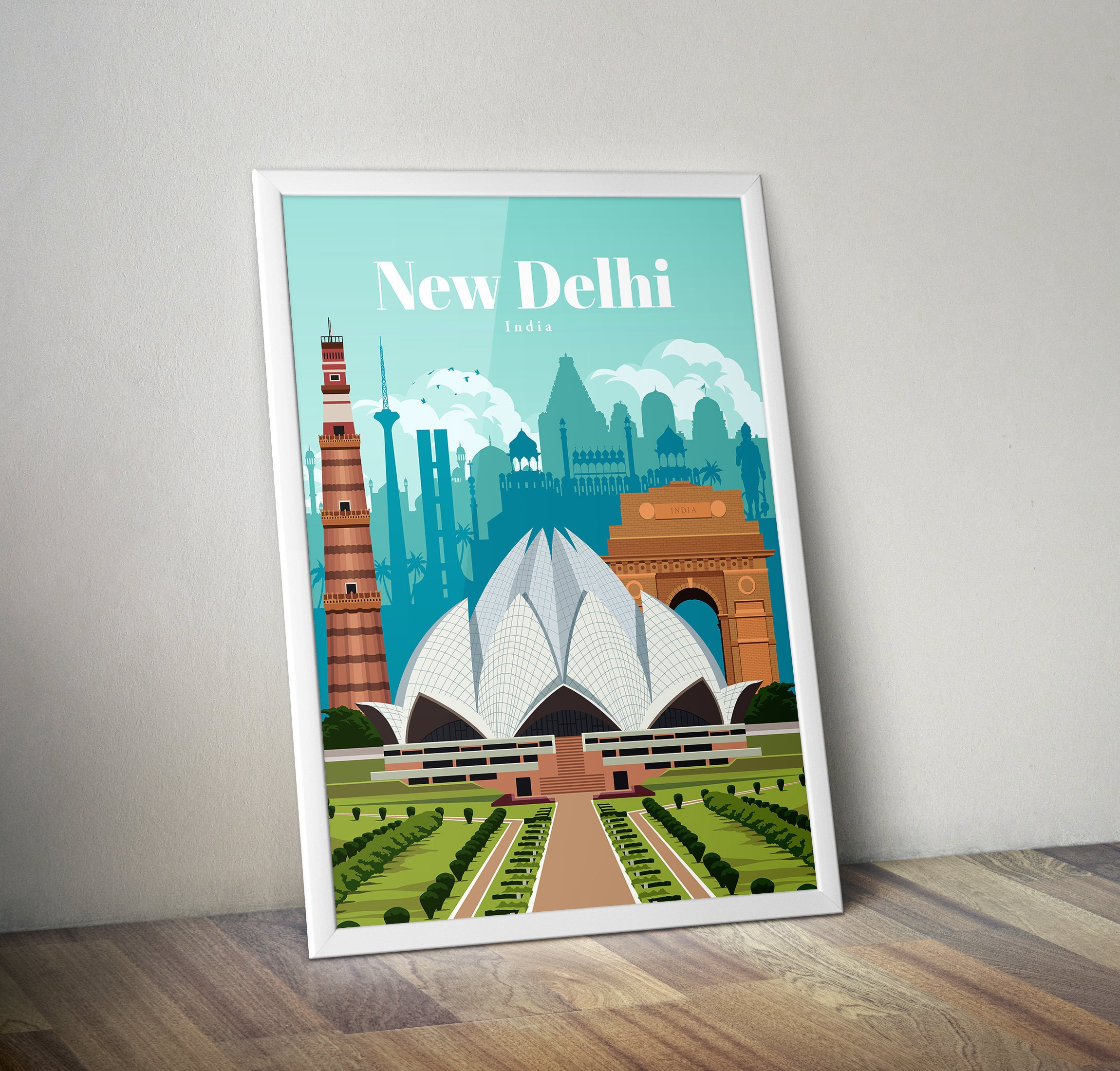 India Travel Poster New Delhi Print Delhi City Poster Etsy