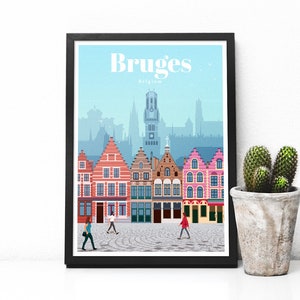 Bruges city print - Belgium travel poster