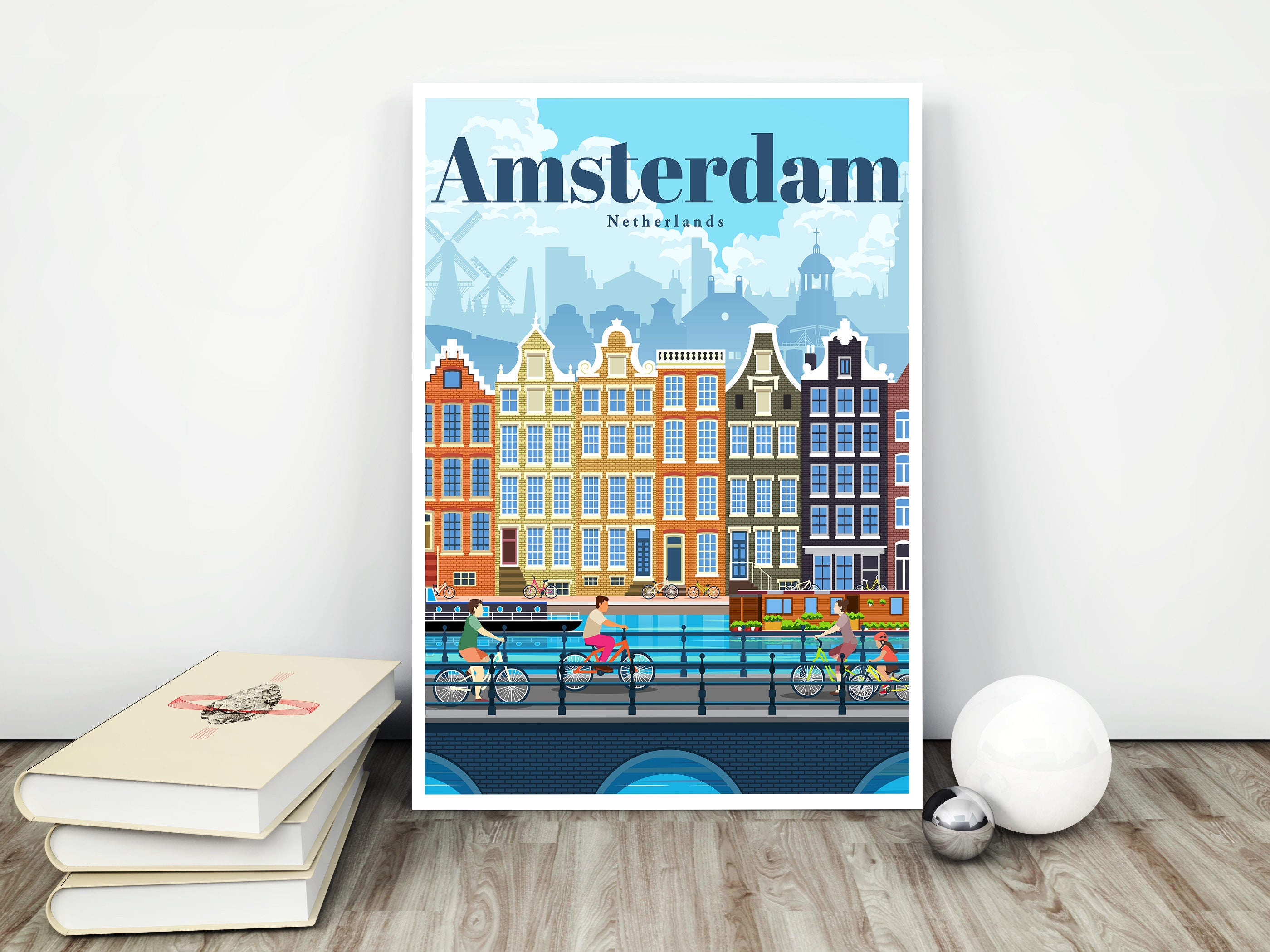 Amsterdam Travel Poster Vintage Wall Art Print Travel Gift | Etsy