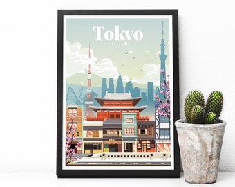 Japan travel poster - Tokyo print