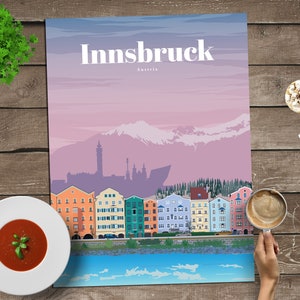 Innsbruck Druck, Innsbruck Wandkunst, Innsbruck Poster, Österreich Wand kunstdruck, Österreich ReisePoster, Österreichische Architektur Vintage Druck