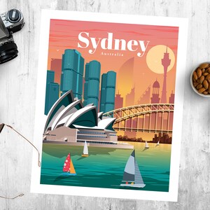 Sydney Skyline Art, Sydney Print, Australia Wall Art, Travel Poster, Travel Prints as Unique Home Decor Gift