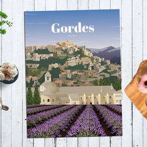 Gordes Print, Provence Wall Art, Provence Poster, France Wall Art Print, France Travel Poster, French Architecture Vintage Print