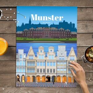 Munster Print, Munster Wall Art Prints, Munster City Skyline Poster, Germany Travel Posters, Affordable German Architecture Poster