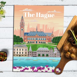 The Hague Print, The Hague Wall Art Prints, The Hague City Skyline Poster, Netherlands Travel Posters, Dutch Architecture Decorative Poster