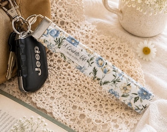 Quilted Wristlets Keychain, fabric key fob, wrist strap (Wallet sold separately)