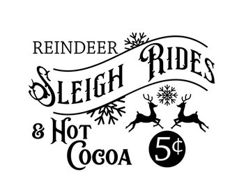 Sleigh Rides & Hot Cocoa Vinyl Decal: Christmas Cocoa Bar Sign