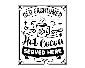Vintage Hot Cocoa Bar Vinyl Decal: Christmas Holiday Decor