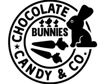 Easter Chocolate Bunnies Candy Co Decal • DECAL ONLY • DIY Round Sign Decal