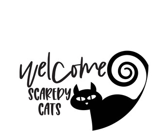 Welcome Scaredy Cat Decal: Halloween Home Decor