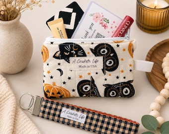 Halloween Owl & Pumpkin Wallet with Matching Wristlet
