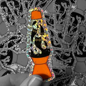 Cat Ghost Lava Lamp Glitter Sticker