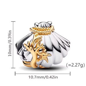 Sterling silver and Gold shell charm pendent.