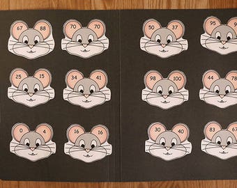 Comparing Numbers &lt;&gt;= - Little Mouse -Printable File Folder Game PDF Download - 3rd 4th Grade - Homeschool