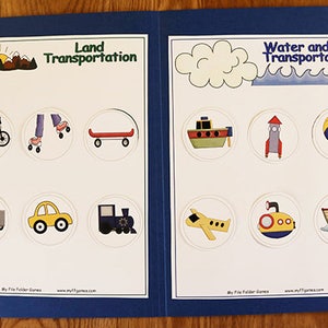 Transportation Sort- Printable File Folder Game PDF Download - Preschool Kindergarten Homeschool Daycare