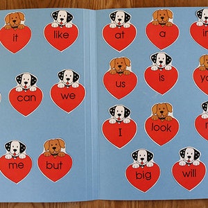 Dolch Sight Words - Puppy Love - Printable File Folder Game PDF Download - Homeschool 1st Grade Reading Center Dyslexia Sight Words