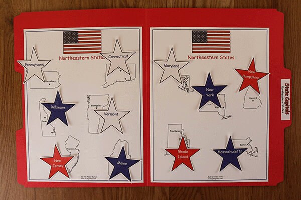 State Capitals - Northeastern States - Printable File Folder Game PDF ...