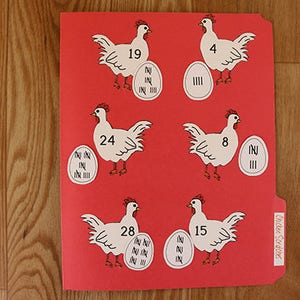 Tally Counting - Chicken Scratches! -Printable File Folder Game PDF Download- Math Homeschool 2nd 3rd 4th Grade