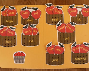 Synonyms - Apple Fun - Printable File Folder Game PDF Download - 2nd Grade -
