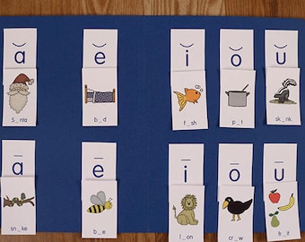 Vowel Match Up! Printable File Folder Game PDF Download - Reading 2nd 3rd Grade