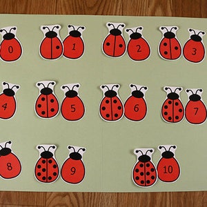 Counting Numbers - Ladybug Numbers - Printable File Folder Game PDF Download - Preschool Kindergarten Homeschool